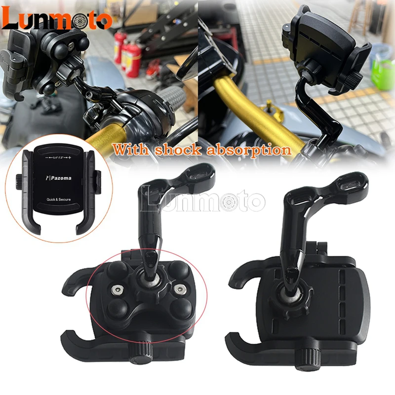 Motorcycle Perch‑Mount Phone Pazoma Bracket Anti‑Scratch Silicone Pad 5.4‑7.2 Inch Phone Holder For Harley Softail Touring Trike