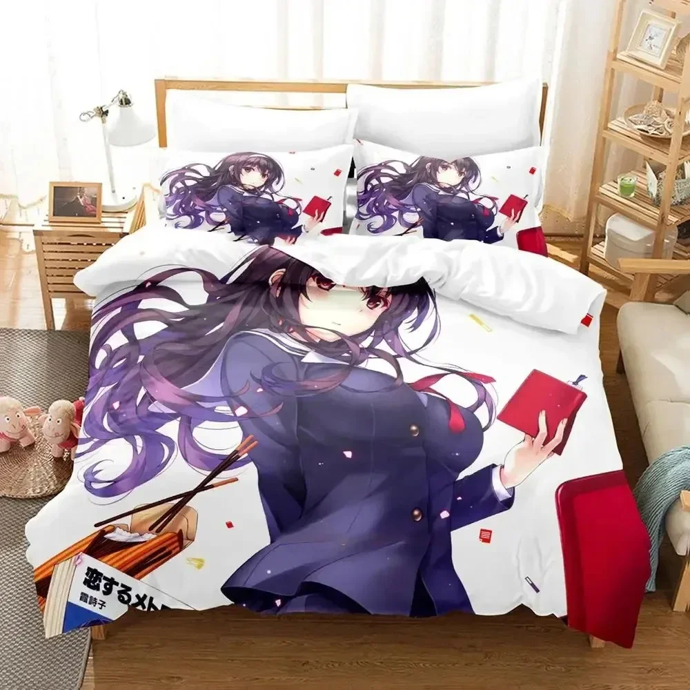 Anime Saenai Heroine no Sodatekata Megumi Kato Bedding Set Boys Girls Twin Queen Size Duvet Cover Pillowcase Bed Kids Adult