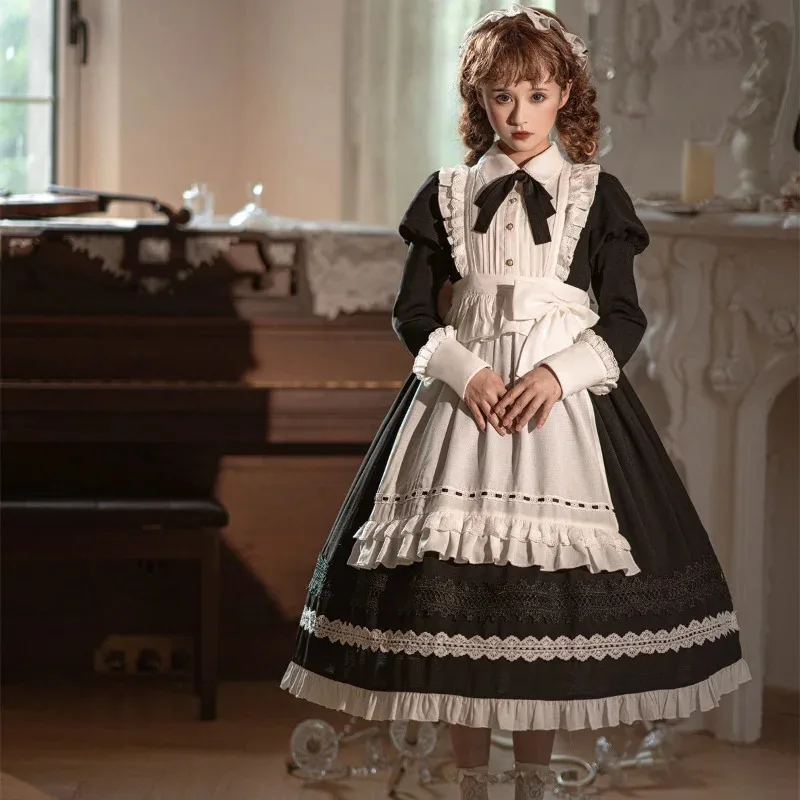 Feminino gótico festa palco vestido de princesa anime cosplay trajes avental roupa de empregada lolita grande arco kawaii vestidos 2022a;6'x,9;y'
