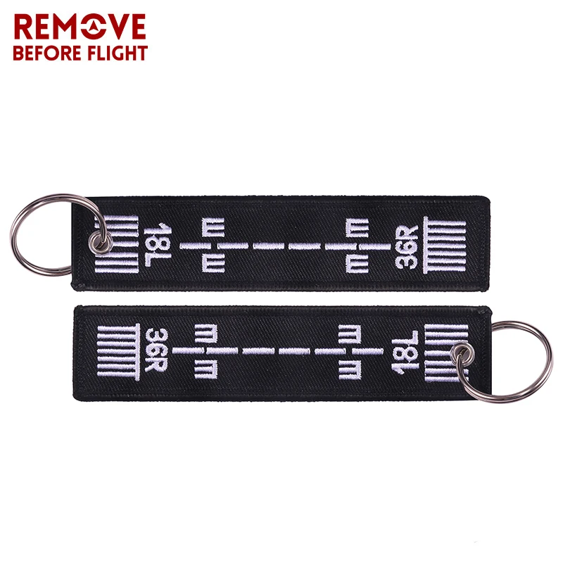 3PCS Black Airway Key Chain 18L36R Embroidery Key Fobs Key Tag For Aviation Gifts Car Key Pendant Keychains Chaveiro