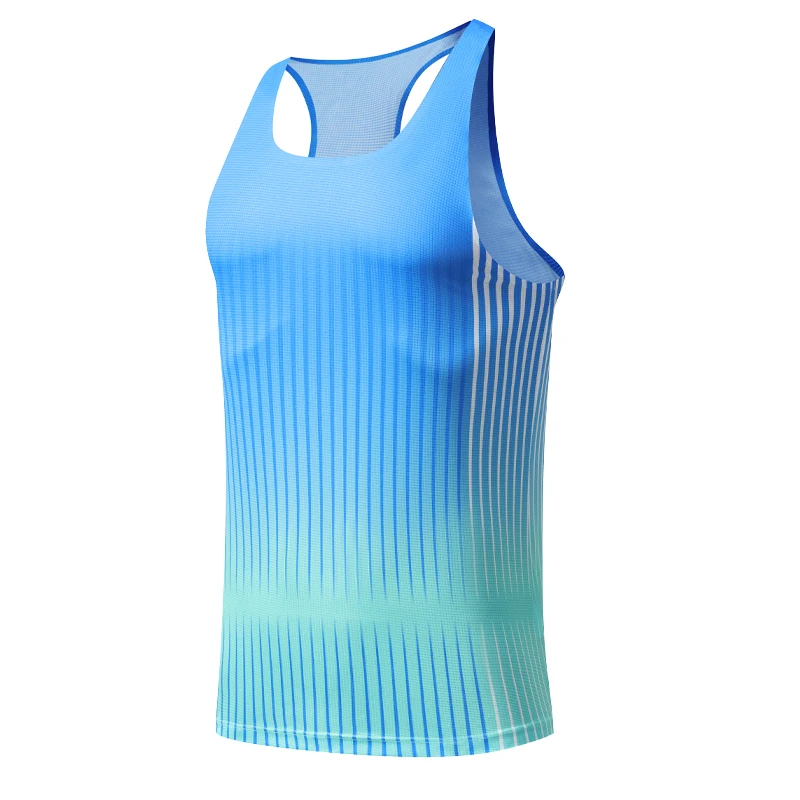 

Men Sport Vest Ice Silk Track Field Fitness Sleeveless 3D Stripes Print Breathable Undershirt Basketball Workout Running Tank