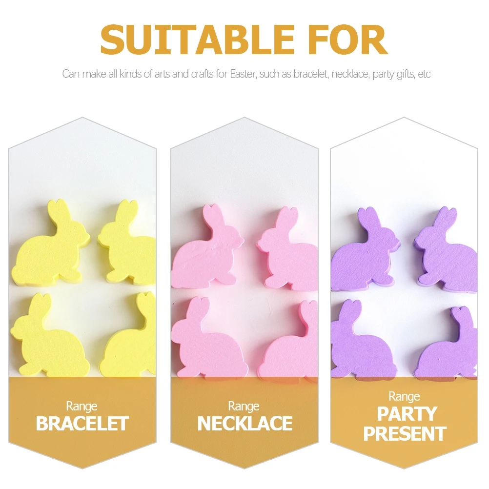 

50 Pcs Wooden Accessories Smooth Easter Bunny Beads Bulk for Crafts Jewelry Making Colorful Stringing Beads