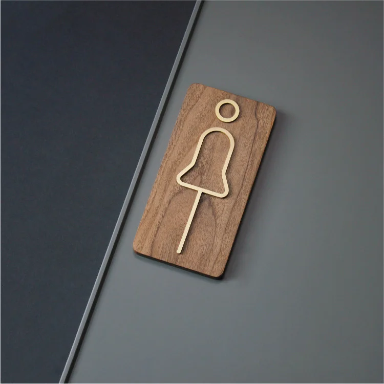 1 stücke Kreative Messing Wc Logo männer und frauen Wc Türschild Waschraum Zeichen Wc Platte Metall beschilderung Bord – Detail 7