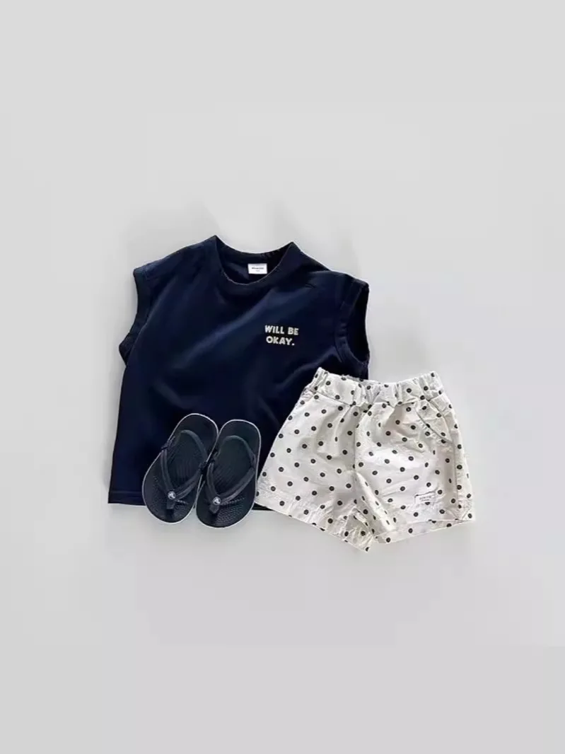 Short à Carreaux en Coton Fin pour Bébé, Polyvalent, Imprimé à Pois, Décontracté, Couleur Unie, pour Garçon et Fille, Nouvelle Collection Été 2024