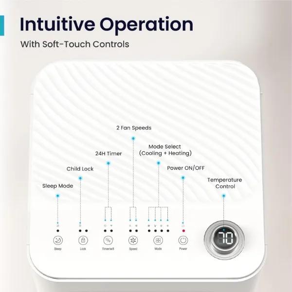 DELLA-Smart WiFi habilitado ar condicionado, portátil com bomba de calor, esfria até 450 Sq.Ft, 10000 BTU trabalhar com Alexa, trabalhar com Alexa