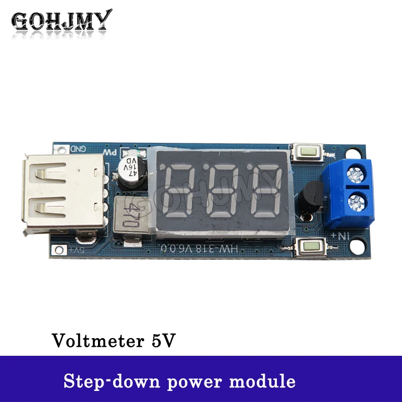 DC-DC step-down power module vehicle battery voltmeter+5V USB charging mobile phone