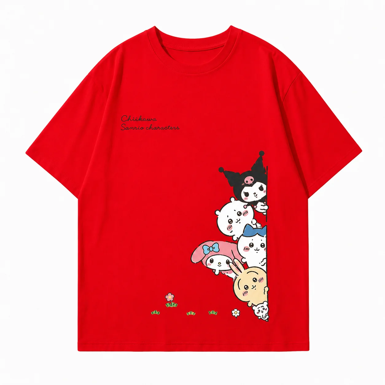 Kawaii Chiikawa Kurimanju Oversize Heavyweight T-Shirt Unisex Lustiges Größentabelle-Cartoon-Loose-Streetwear-Top – Detail 6