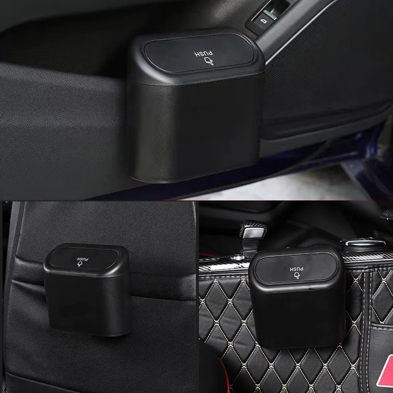

For Nissan Micra K13 uke NF15 2010~2022 Car Door Seat Clip Stand Holder With Lid Kit Black Square Pressing Trash Can Accessories
