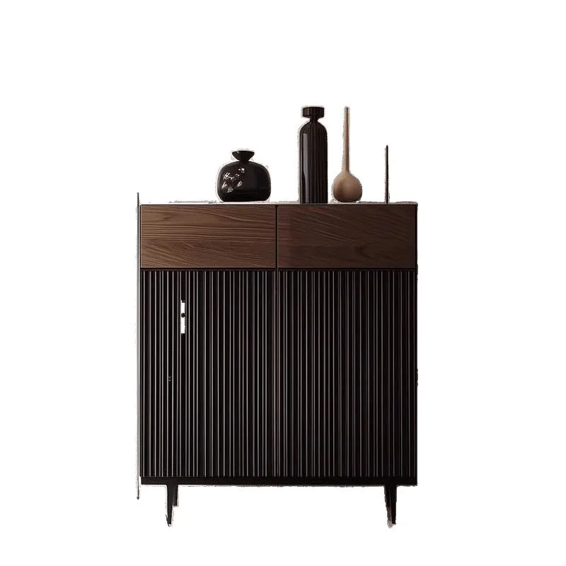 

Light luxury Italian solid wood shoe cabinet home door 2025 new high-end retro locker integrated side cabinet against the wall