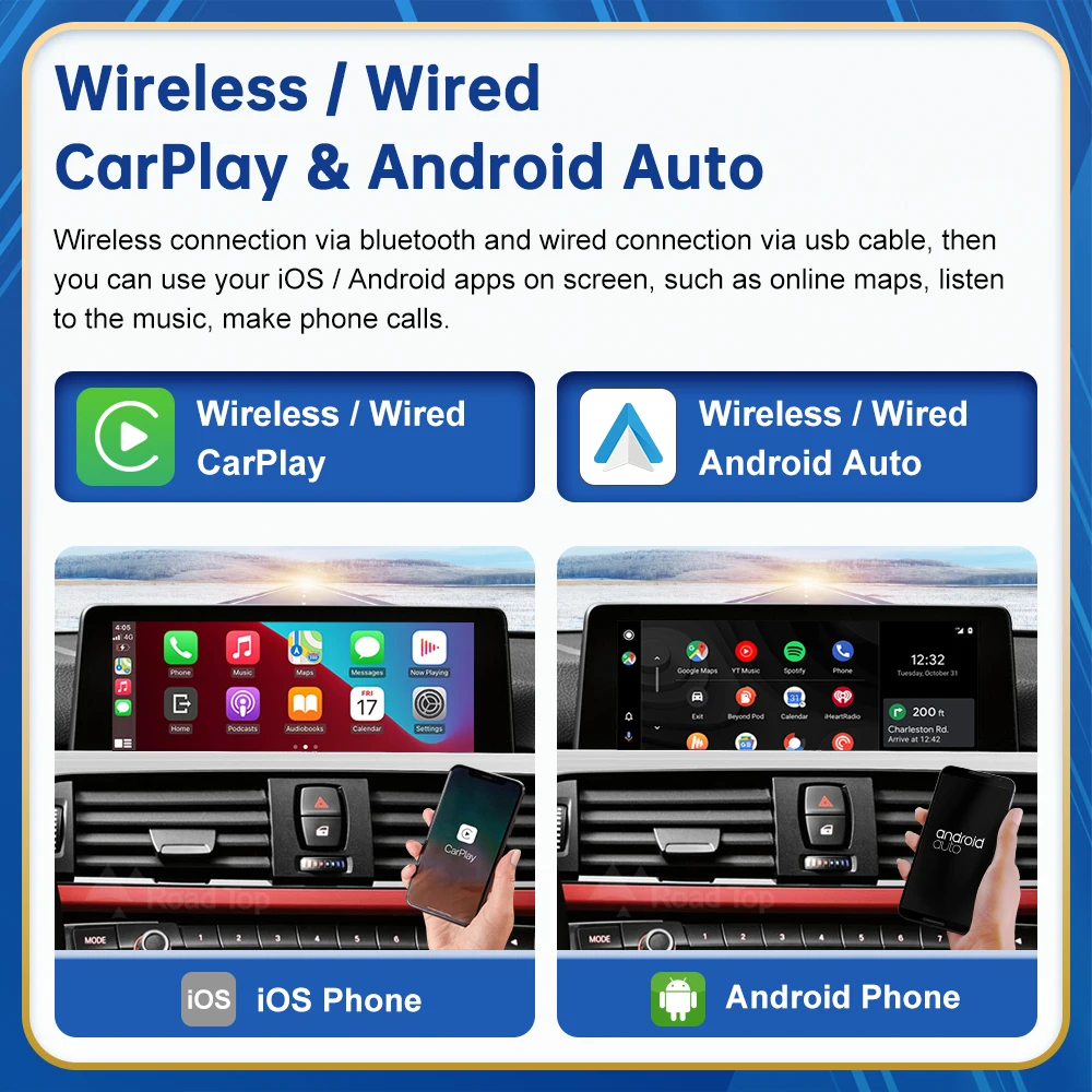 أندرويد لاسلكي للسيارات BMW 3 4 Series F30 F31 F32 F33 F34 F35 F36 CIC NBT EVO 2011-2020 Carplay واجهة مرآة ربط Airplay #3