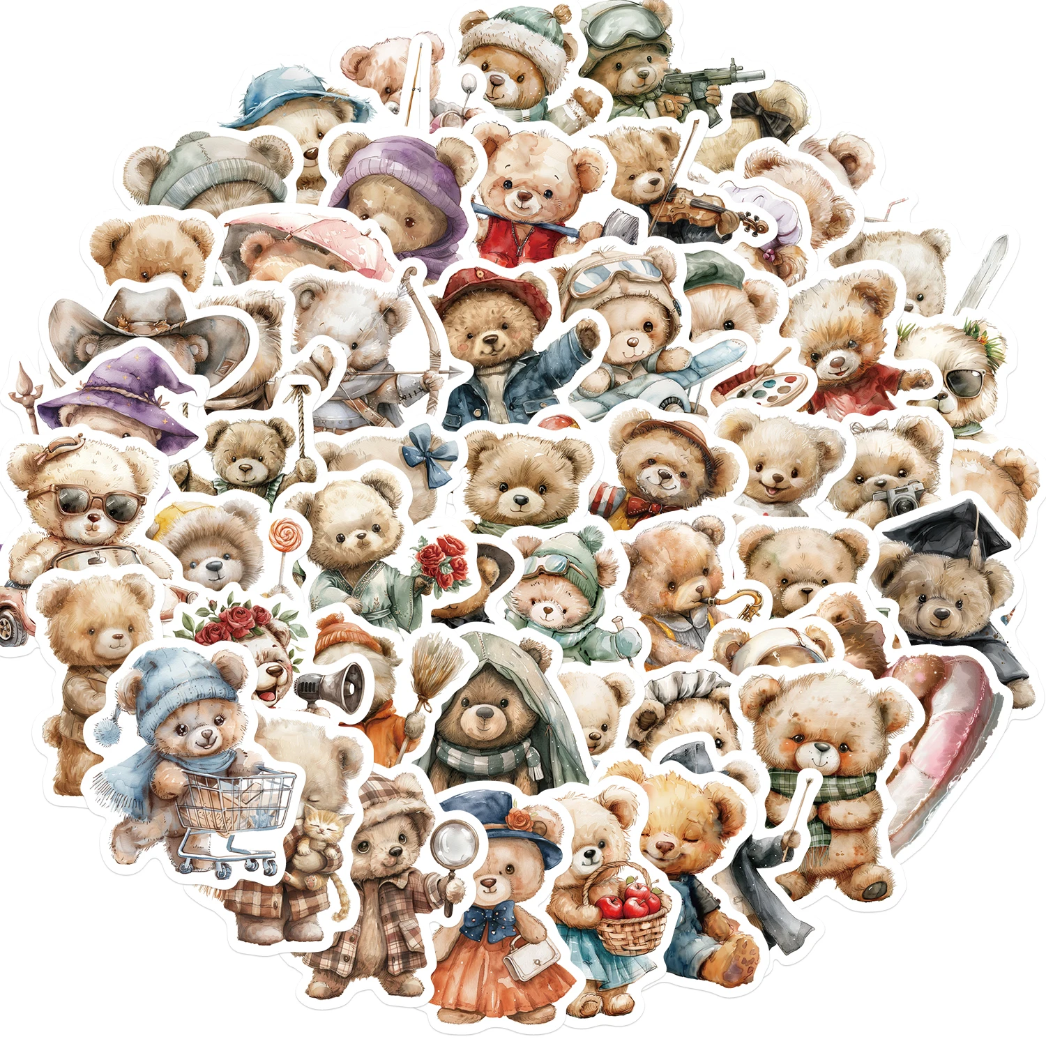 55 stks Cartoon Koreaanse Teddybeer Graffiti Stickers Decoreren Klassieke Kinderen Speelgoed Bagage Motorfietsen Laptops Waterdichte Sticker