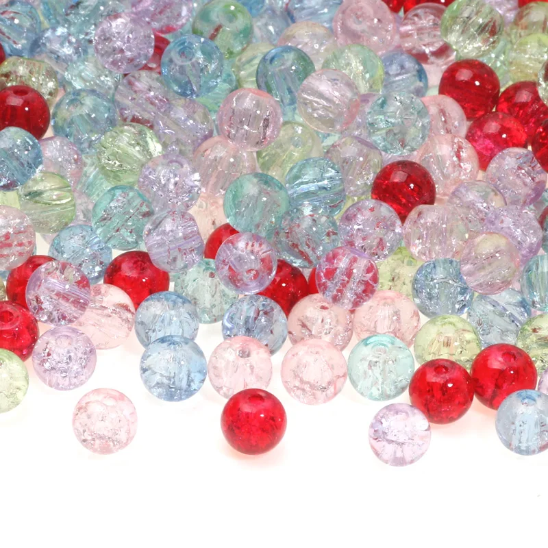 6mm 100pcs 7Color Round Crash Crystal Czech Cracked Glass Beads For Jewelry Making Bracelets Necklaces Earrings Customized Craft