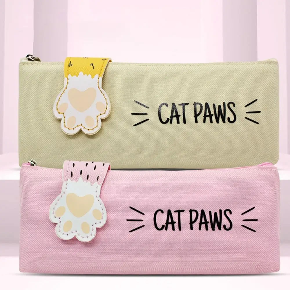 

Creative Cat's Paw Cartoon Pencil Case Large Capacity Zipper Stationery Storage Bag Nylon and PU Pencil Pouch Kids