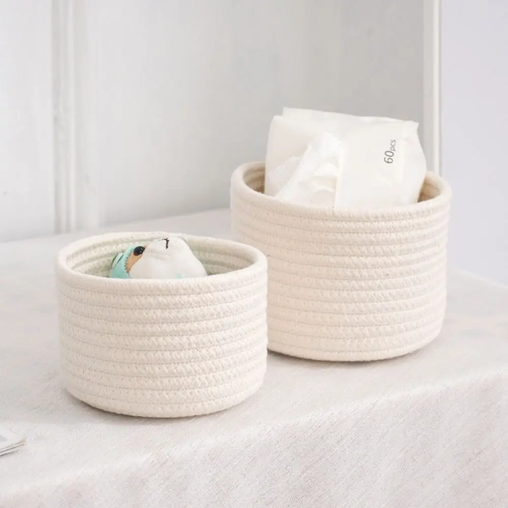 Cosmetics Basket Cotton Rope Storage Basket Minimalism Handmade Woven Storage Basket Nordic Style Desktop Organizer Snacks