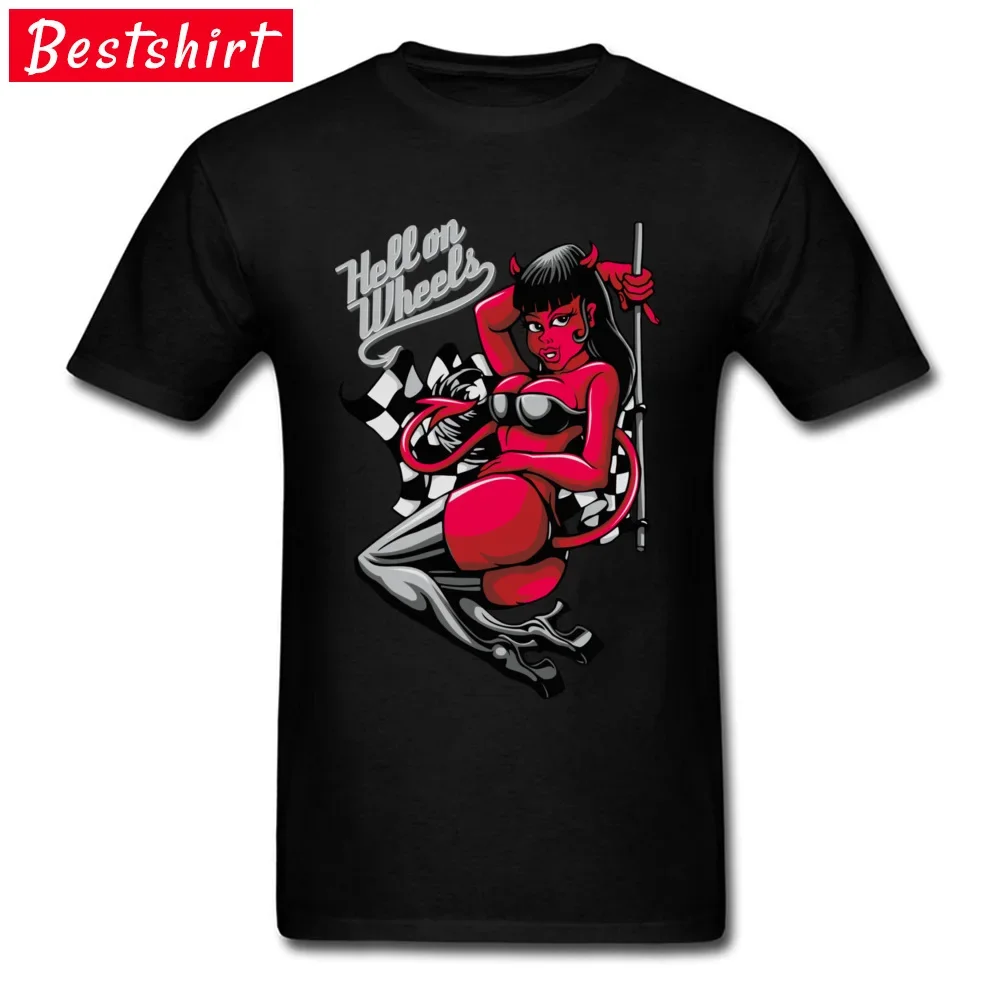 Hell on Wheels Black T Shirts Mens Sex Devil Pin Up Tshirt 2019 High Quality Fashion Cool T-Shirts Oversized XXL Great Tshirts