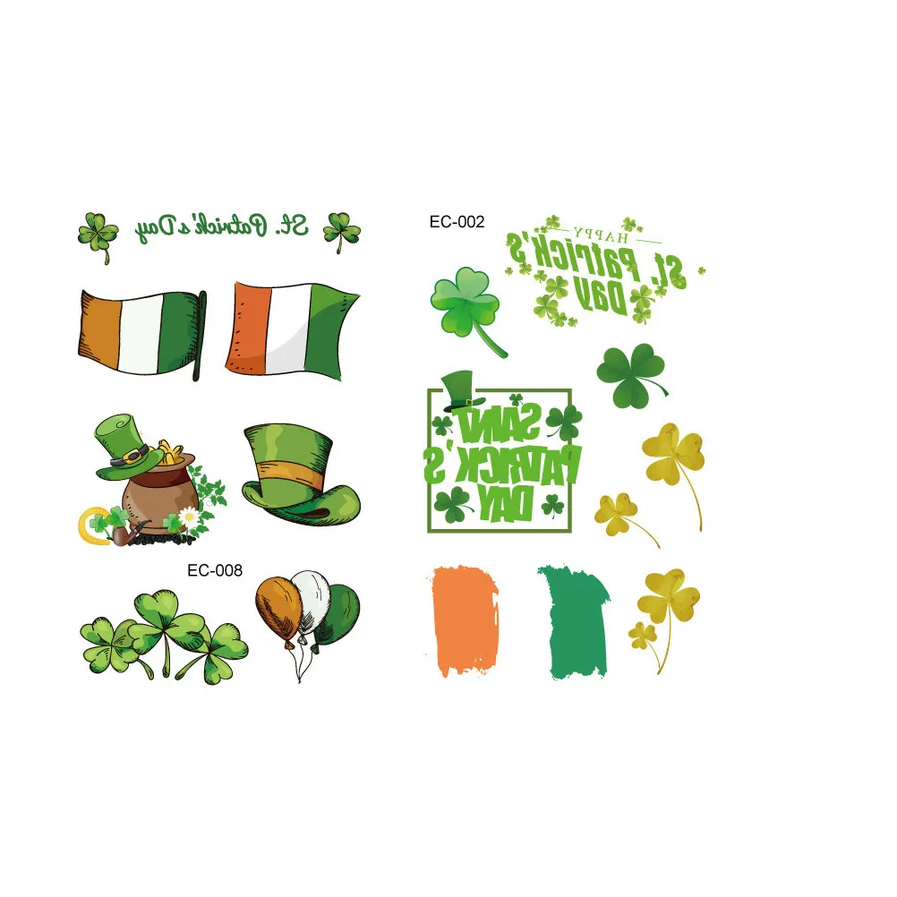 

10 Sheets Leaves Decoration Stickers Shamrock for Craft Round Self-adhesive Glitter Arm Body