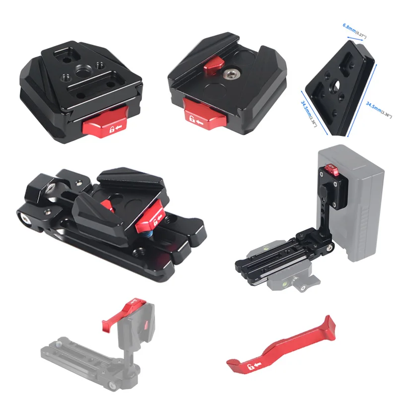 FEICHAO-Plaque de montage de batterie V-Lock, pince à dégagement rapide pour trépied ARCA, cardan, appareil photo SLR sans miroir, support V, alimentation rapide