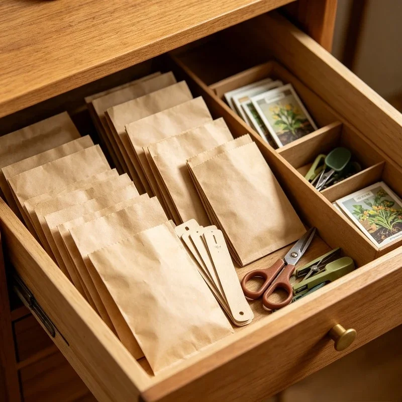 Hot Sell 100Pcs/set Mini Kraft Paper Seed Envelopes Packets Protective Storage Bags for Home Garden Plant Seed Collection