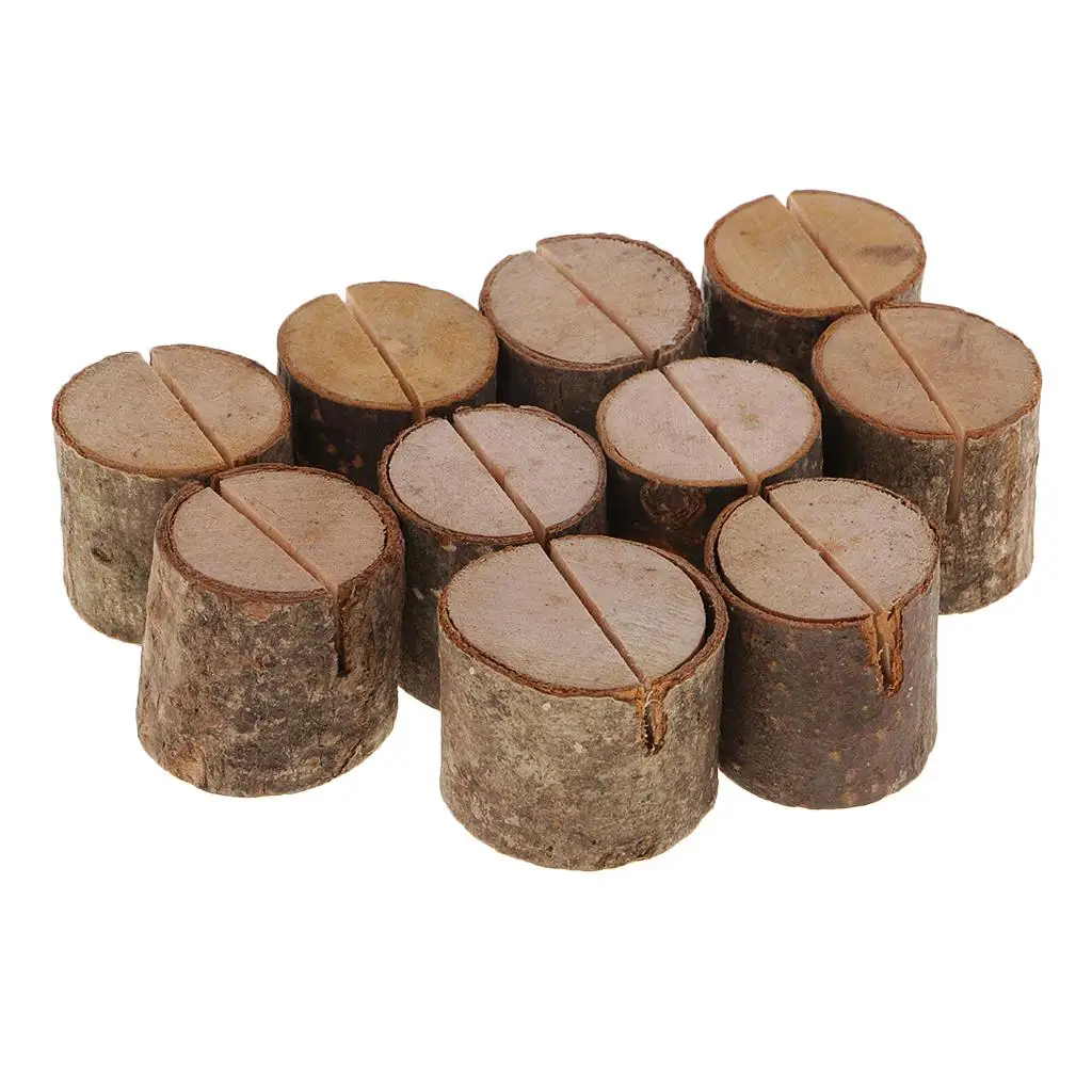 10 Pieces Natural Wood Log Blocks Holder for Wedding Party Table Decoration