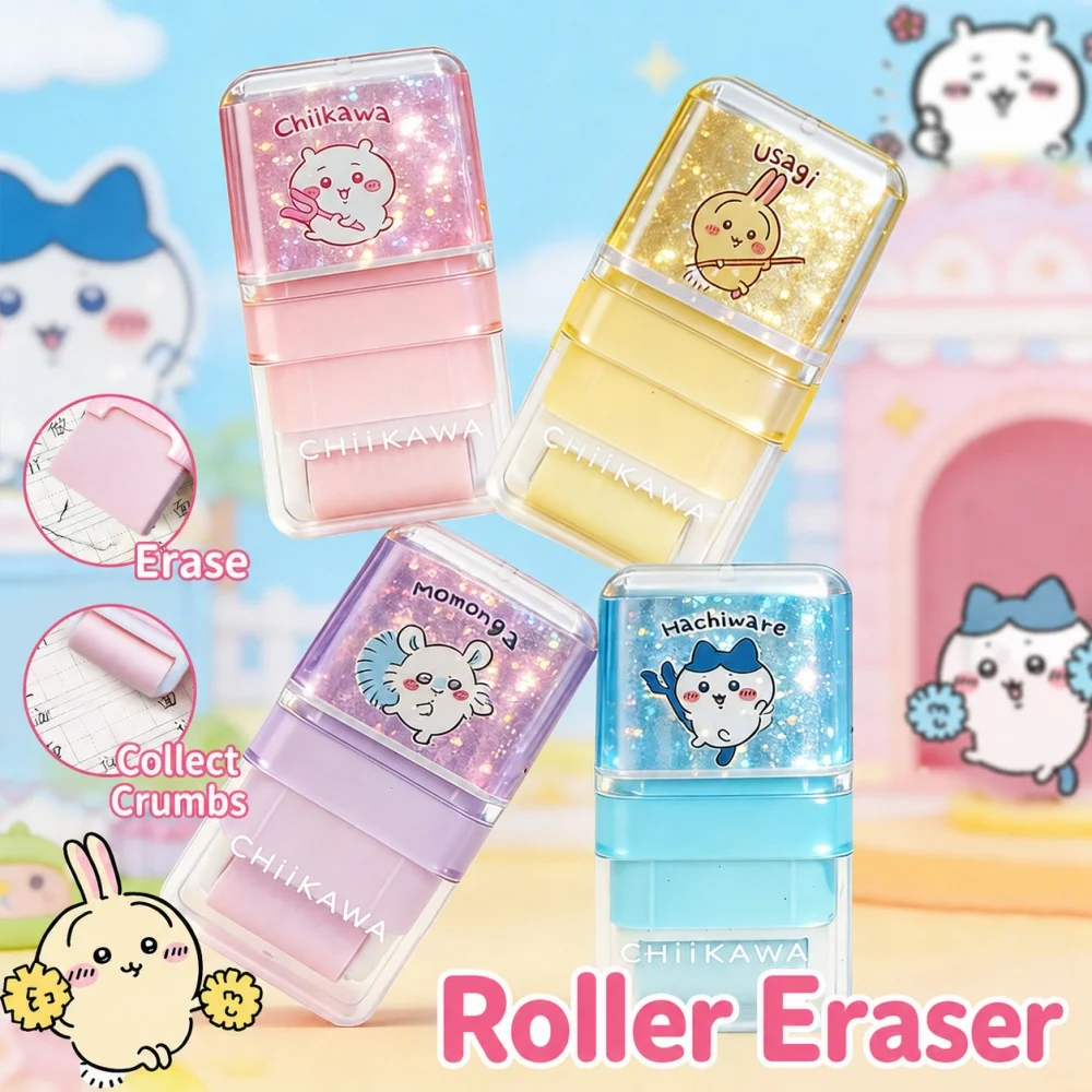 Genuine Chiikawa Crumb Collector Eraser Usagi Hachiware Momonga Dual End Roller Eraser for School Office Writing Use Gifts