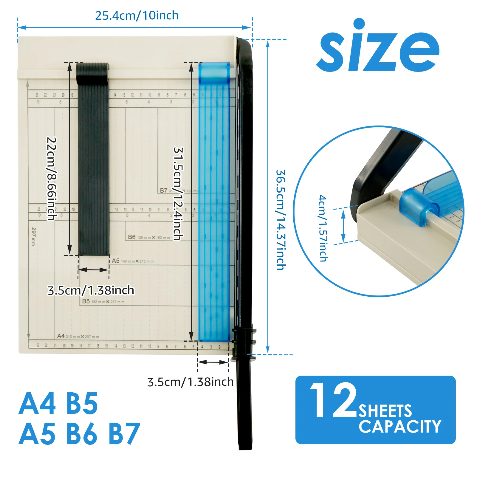 Guillotine Paper Cutter with Safety Guard and Blade Lock Accurate Cutting Paper Slicer 12 Sheets Capacity Paper Cutter For DIY