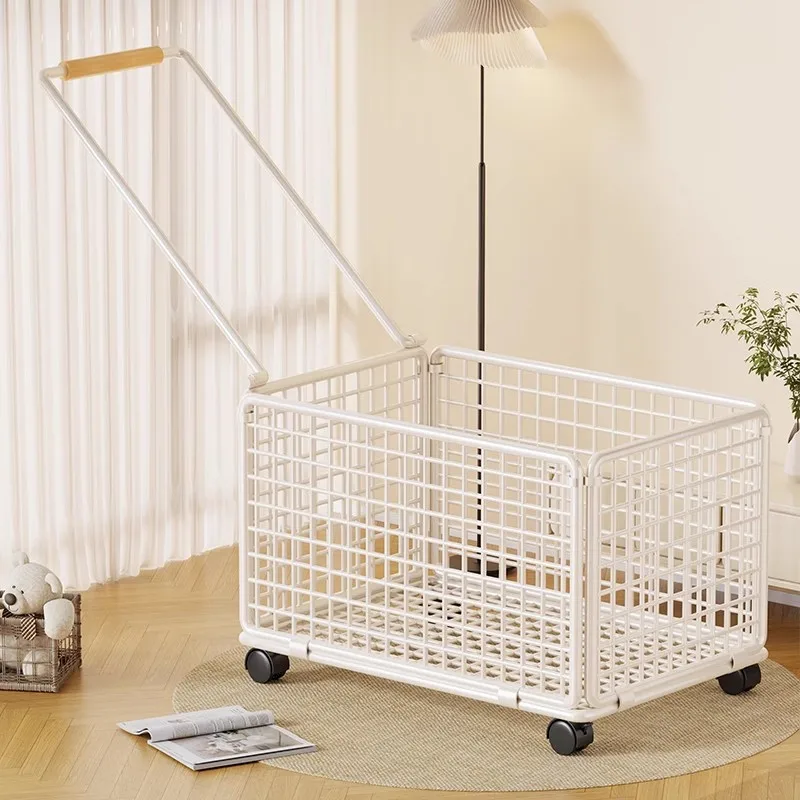portable-lightweight-shopping-cart-with-handle-for-outdoor-vegetable-buying-stainless-steel-foldable-storage-rack