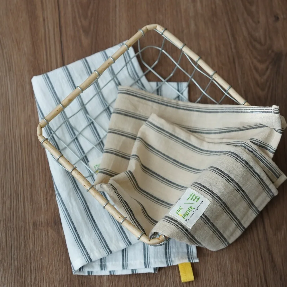 

2PCS Portable Retro Japanese Napkins Striped Pattern Classic Classic Striped Napkins Hanging Household Home Kitchen Mats Kitchen