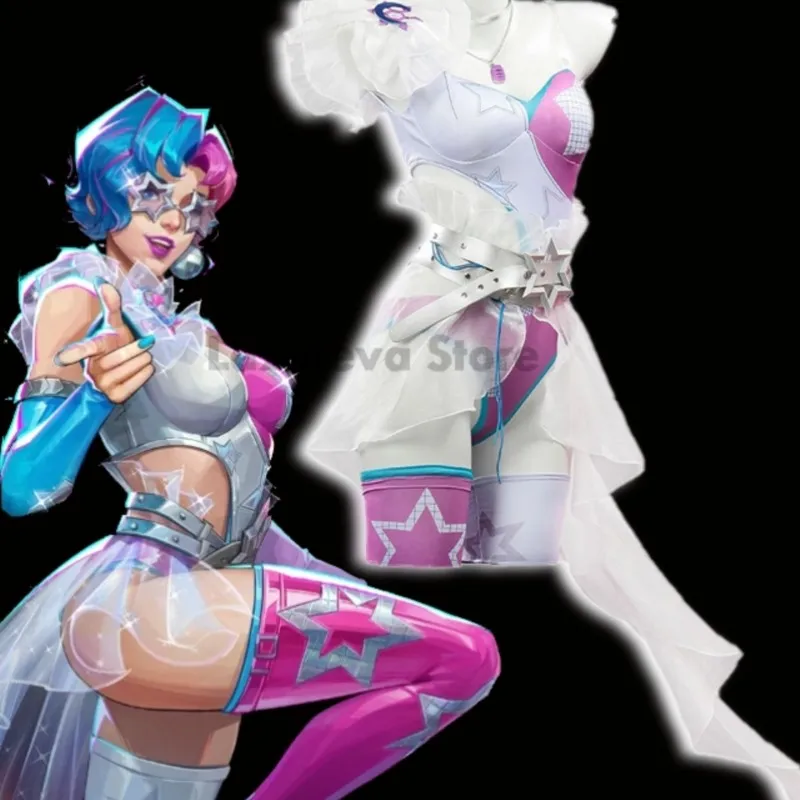 

Lazareva Store Mv Rival Luna Snow Cosplay Cosmetics Costume Disco Pop Clothing Women Pink Suit Halloween Game Suit Sexy Dress Ex