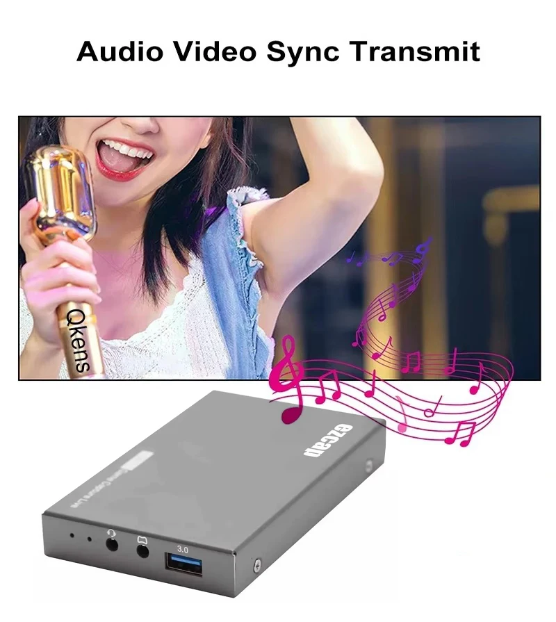 4K 60hz HDR Loop HDMI To USB 3.0 Video Capture Card Game Recording Box for PC OBS Live Streaming 3.5mm MIC Gamepad Audio Input