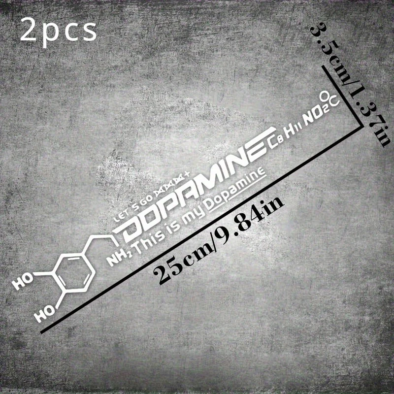 2Pcs Dopamine Chemical Formula Stickers, Waterproof Durable Decal for Motorcycle & Mountain Bike Frame, Scratch Cover