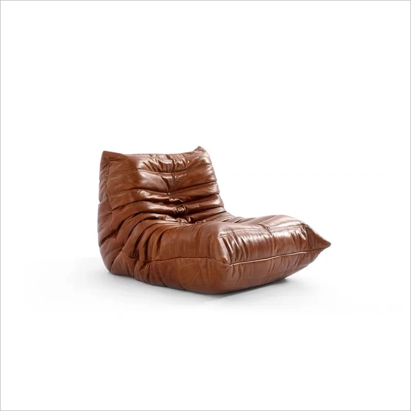 

Medieval single sofa designer, light luxury caterpillar leather living room separate retro chair