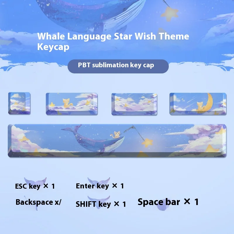 Handheld Whale Language Star Wish Hot Sublimation Theme Mechanical Keyboard blue Axis Tea Axis Wired Esport Gaming Computer gift