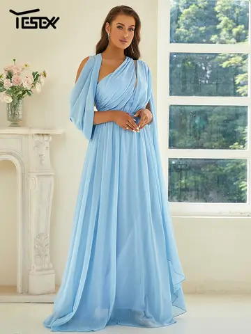 Yesexy Ny Enaxlad Utskuren Chiffong Bröllop Födelsedagsfest Bal Kväll Kyrka Blå Grön Svart Klänning 8 best sales kyrklig grön klänning - №4