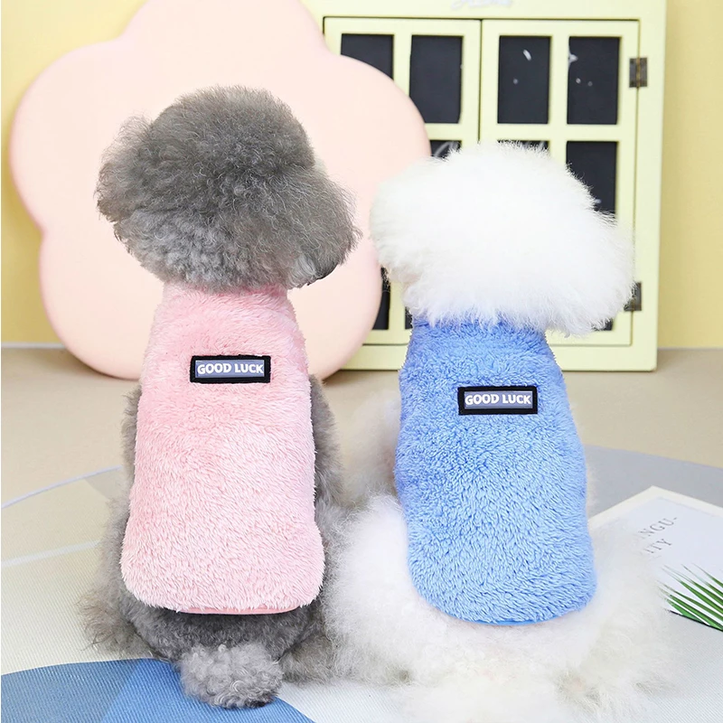 Pet Clothes Warm Winter Dog Cat Jacket Cute Wavy Double-sided Fleece Soft Puppy Kitten Coats For Small Medium Dogs Cats