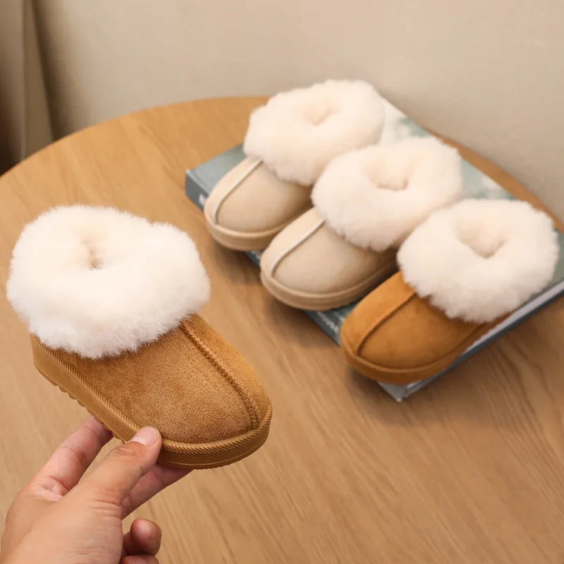 

2025 Children's Snow Boot New Outdoor Girls Causal Thermal Boots Warmth Furry Hairy Kids Fashion Plush Short Boots Solid Color