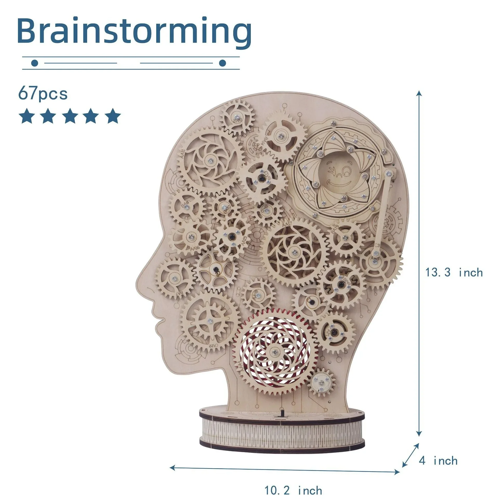 3D DIY ไม้เด็กปริศนาไม้ Handmade Mechanical Gear สมองสร้างสรรค์การศึกษาสนุกเล่นปริศนาไม้ของขวัญเด็ก