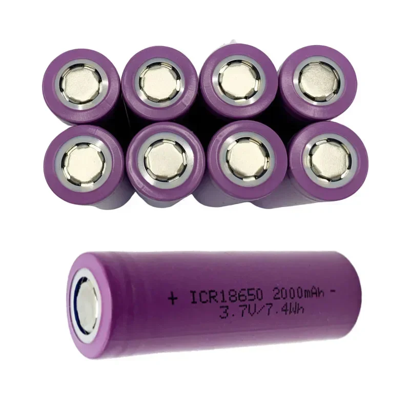 New Original 100% ICR18650 Rechargeable Lithium Battery 3.7V 2000mAh 5C Power Battery Suitable for Flashlights Small Fans Toys