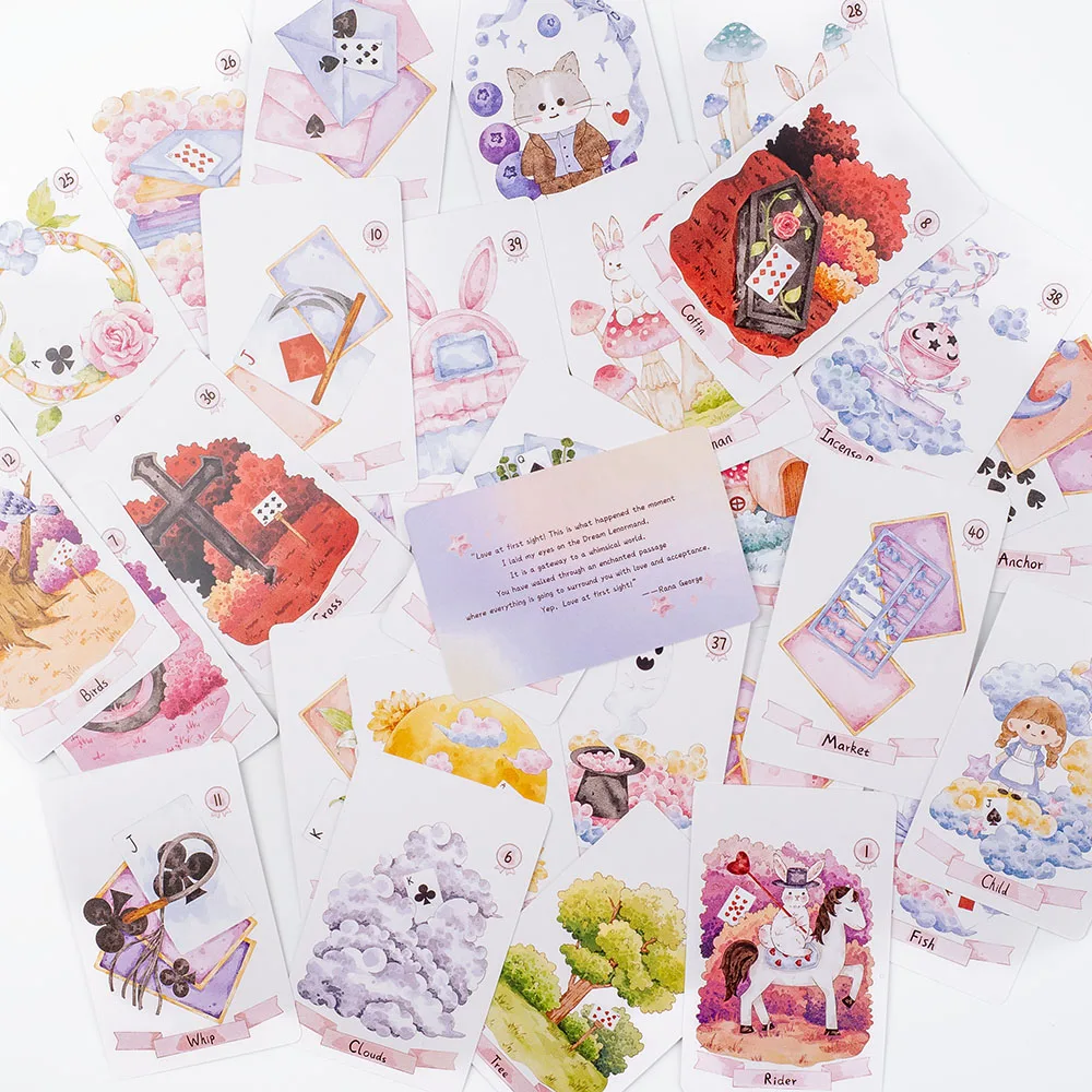 Dream Lenormand Tarot-Kartendeck, 43 Karten, Oracle-Brettspiel für Kinder, Familie und Freunde, perfektes Puzzle, Freizeitaktivität, 8,9 x 5,7 cm – Detail 10
