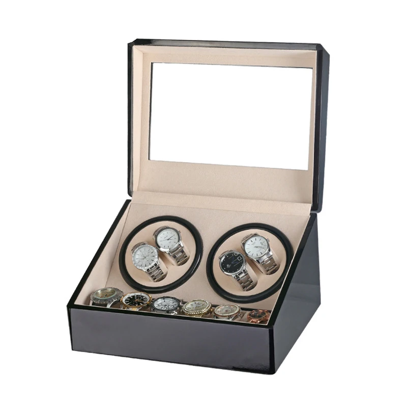 

4+6 Automatic Watch Winder Box Wooden Watches Winding Storage Box Collection Holder Display Double Head Silent Motor Shake Box