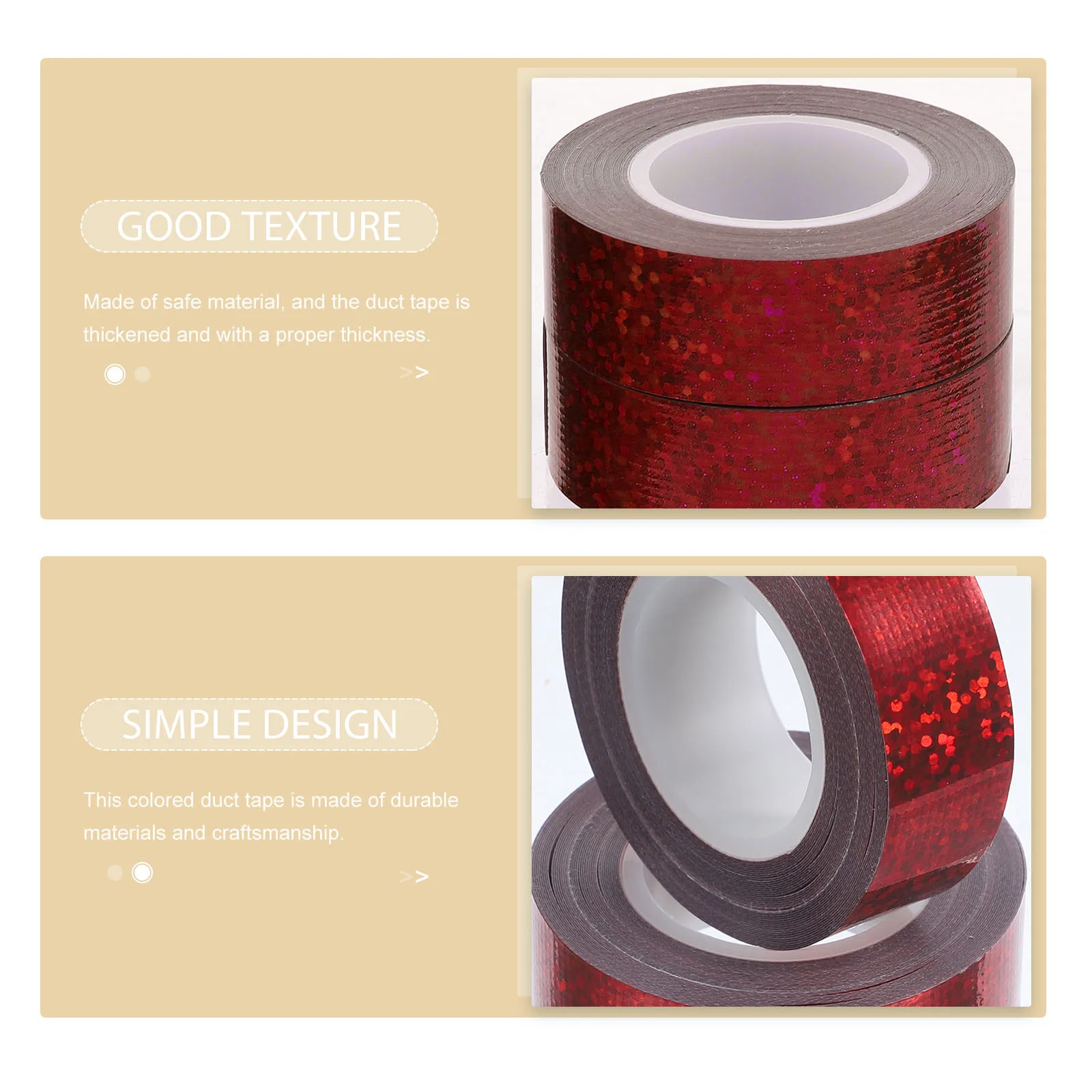 2 Rolls Glitter Effect Duct Tape Heavy Duty Thickened Strong Adhesive Multi-Function Tape for Metal Fabric Plastic Surfaces