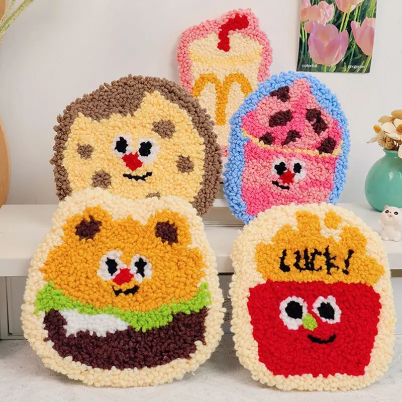 

Cute Punch Needle Embroidery Coaster Kit for Beginners Adults Easy Magic Needle For Embroidery Kit Cross Stitch Craft Art Kit