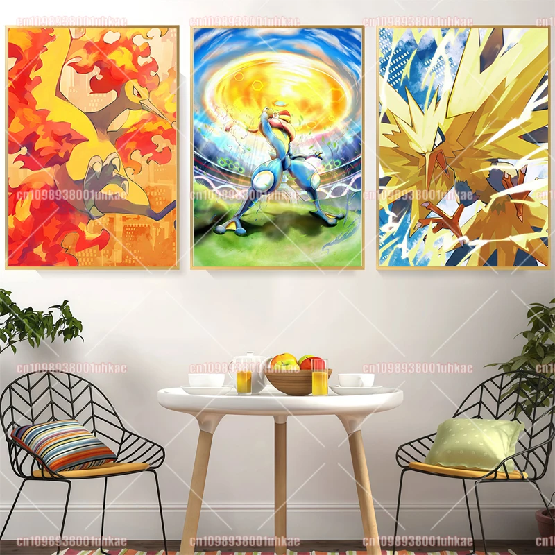 

Classic Anime Character Pokemon Pikachu Squirtle Charizard Poster Canvas Print Children's Room Home Decoration Painting
