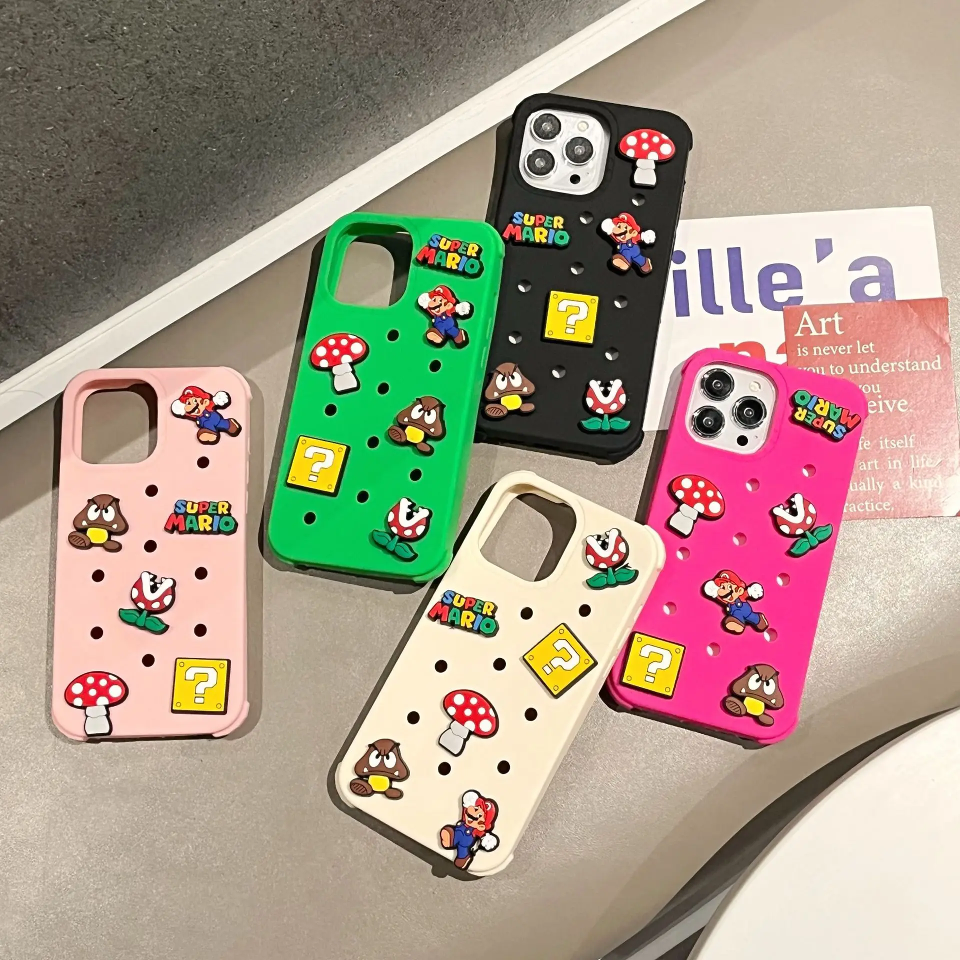 Funda de teléfono 3D de Super Mario para IPhone 14, 13, 12, 11 Pro Max, Anime divertido, juego de silicona, dibujos animados creativos, a prueba de