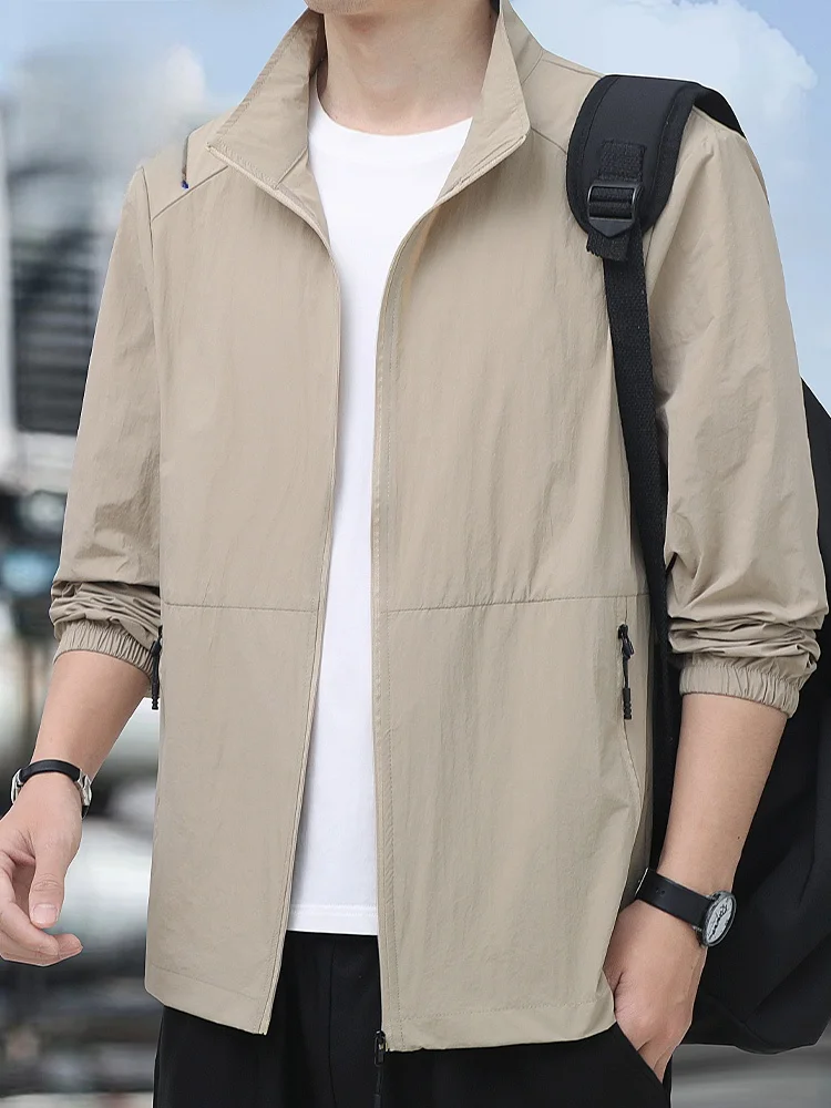 

Rn Мужская легкая дышащая летняя защита от солнца Jaet UPF50 Верхняя одежда с воротником-стойкой и длинной застежкой-молнией