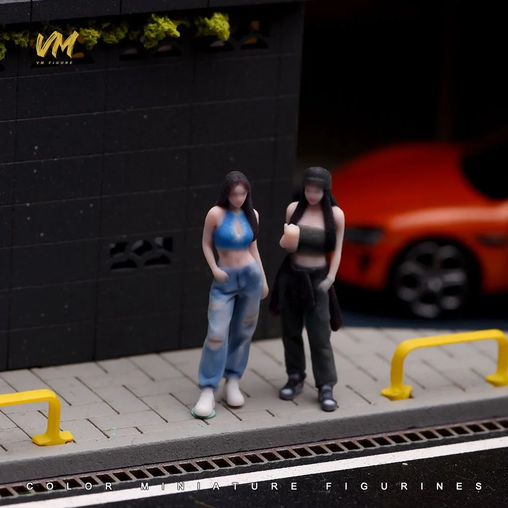 Image of VM 1/64 Zerrissene Hosen im Arbeitskleidungsstil Mädchen 3D-Farbdruck Miniaturfigur Diorama Heim-Schreibtisch-Dekoration Modell-Ornament