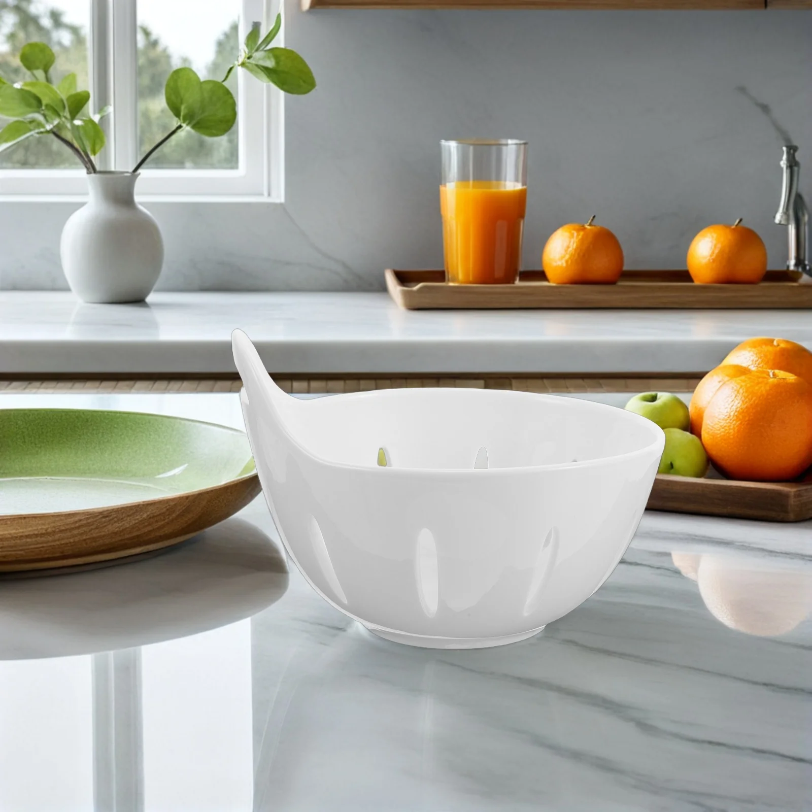 

6 Inch Ceramic Fruit Bowl with Drainage Holes Scandinavian Basket for Countertop Fruit and Vegetable Washing Drying