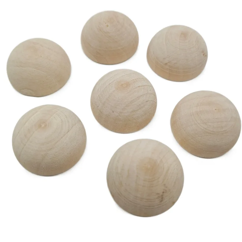 12-40mm Half Unfinished Wooden Balls Natural Split Wood Ball Wood Craft Balls Small Wooden Balls for Paint DIY Craft Toy