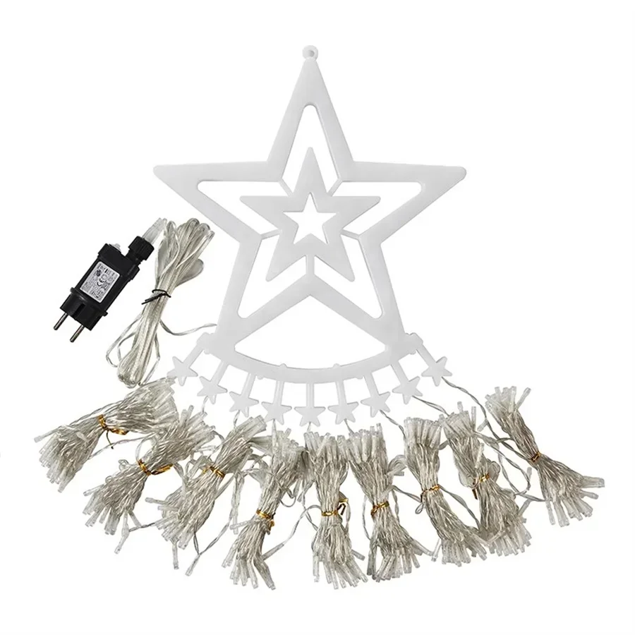 9x3,5 M decoraciones navideñas luces de cadena de estrellas 350 luces LED de árbol de cascada con estrella superior para decoración al aire libre de bodas y vacaciones