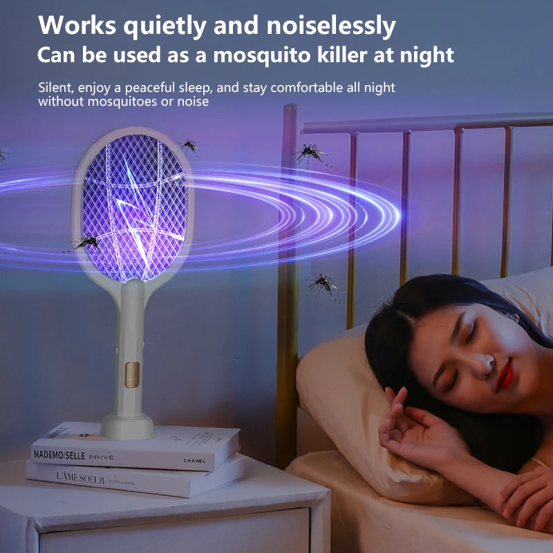 2-in-1 Rechargeable Mosquito Clap Multifunctional Stand Electronic Mosquito Clap With Violet Light Mosquito Trap Mode - Image 5