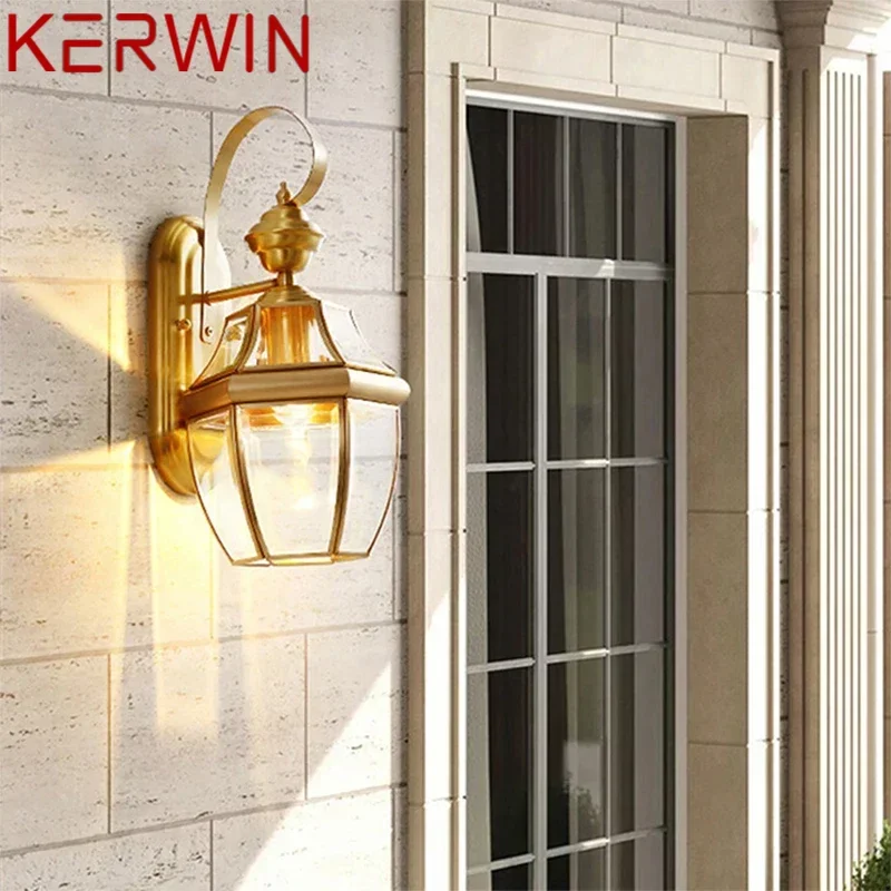 KERWIN Contemporary Brass Outdoor Wall Lamps Simplicity Waterproof Creative Balcony Hallway Courtyard Villa Gate Hotel